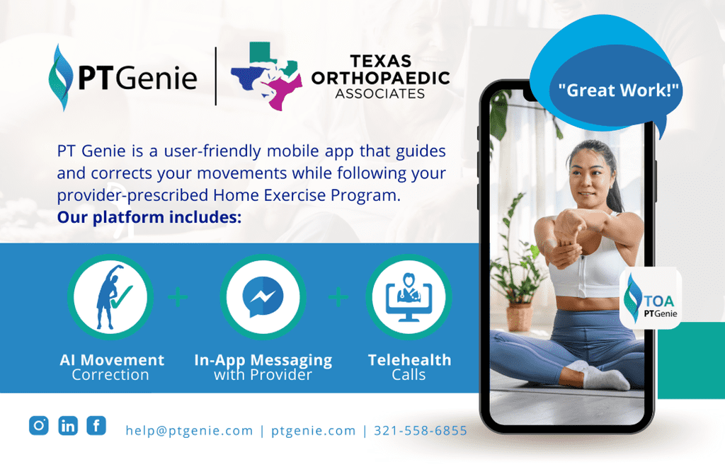 Texas Orthopedic Associates Expands Relationship with PT Genie, LLC